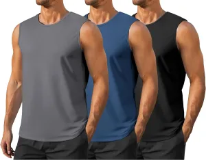 Men's Gym Tank Top Quick Dry 3 Pack Sleeveless Muscle Shirts Sun Protection UPF50  Running Workout Tank Tops