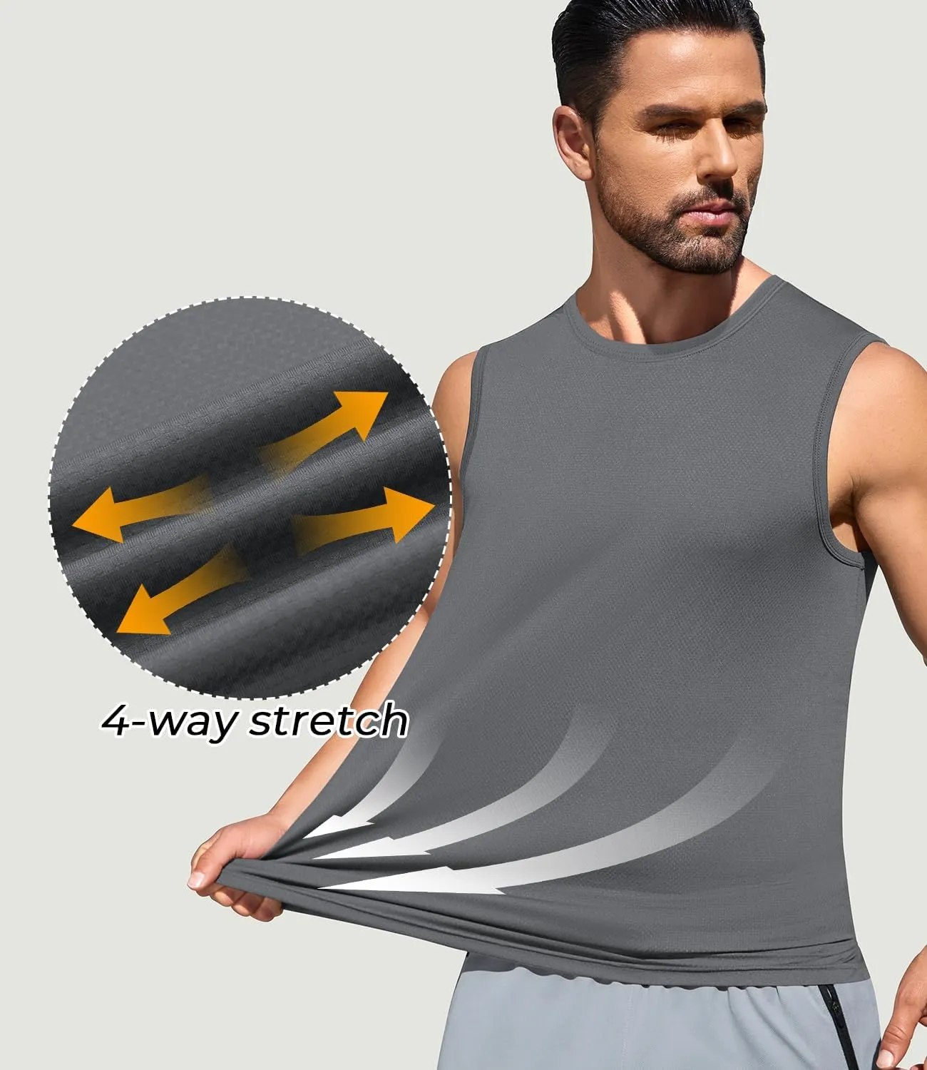 Men's Gym Tank Top Quick Dry 3 Pack Sleeveless Muscle Shirts Sun Protection UPF50  Running Workout Tank Tops