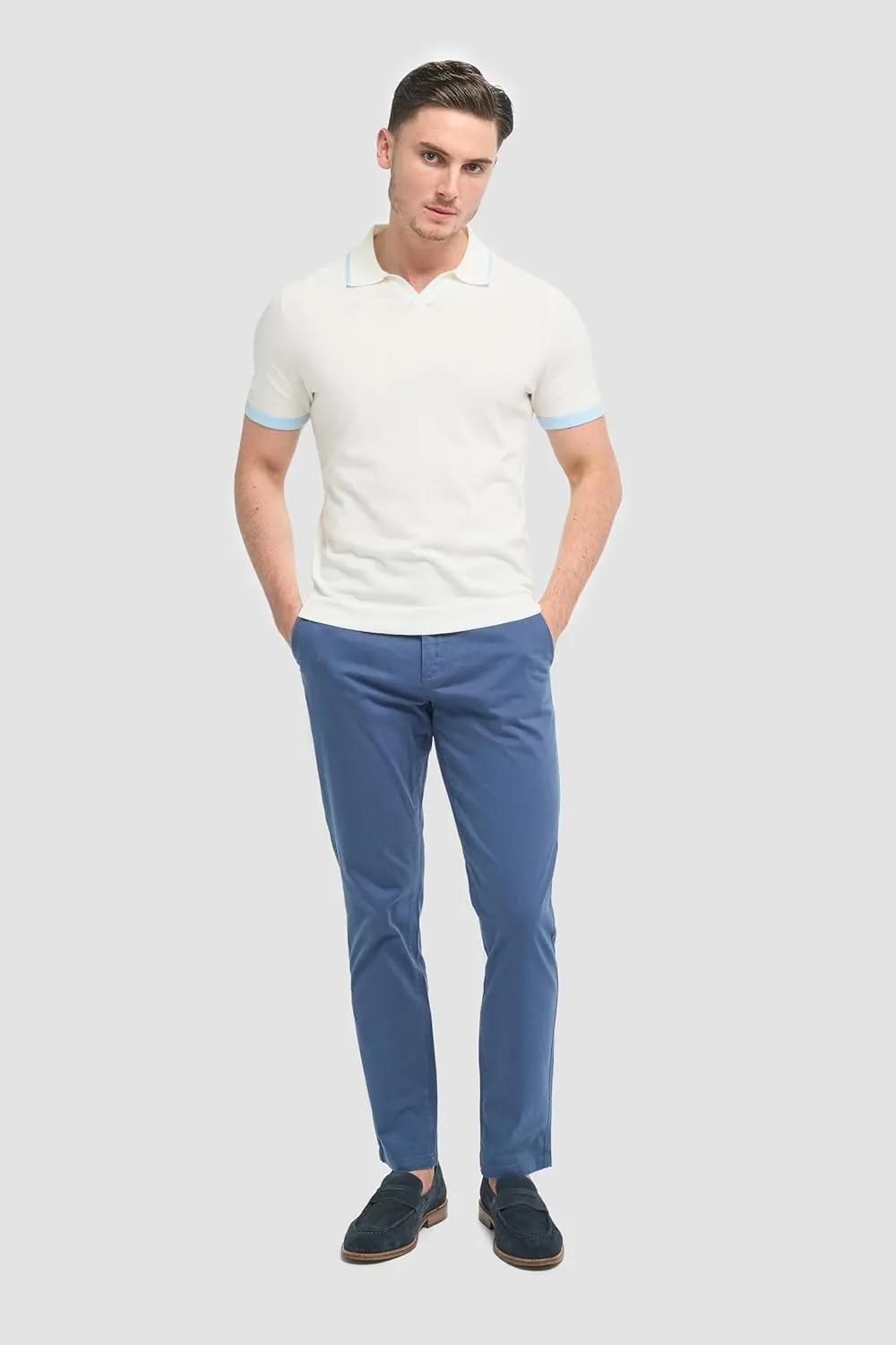 Men's Slim-Fit Cotton Chino Pants- Flat-Front Smart Casual Office Pants