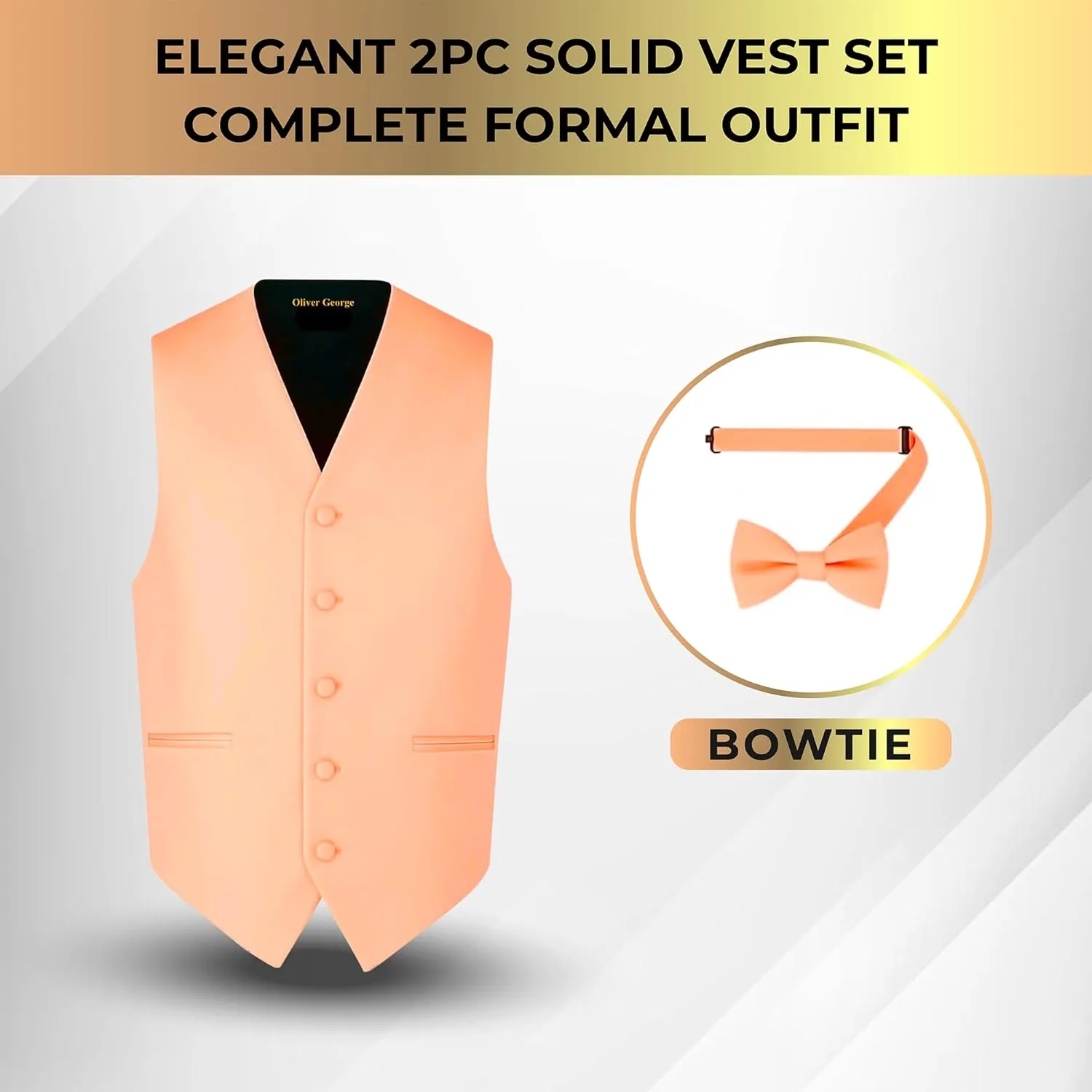 Men's Solid Formal Waistcoat Tuxedo Dress Vest Bow Tie Set for Suit or Tuxedo