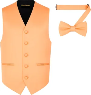Men's Solid Formal Waistcoat Tuxedo Dress Vest Bow Tie Set for Suit or Tuxedo