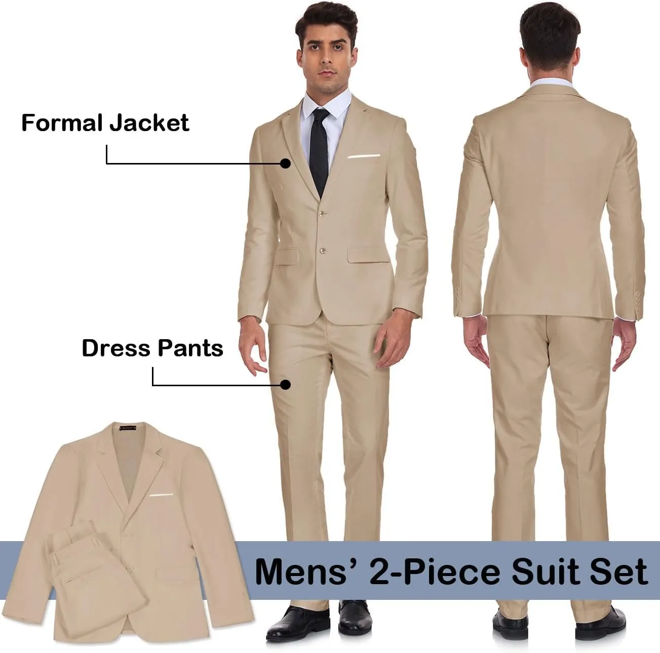 Mens Suit 2 Pieces Suits for Men Slim Fit Blazer Wedding Prom Tuxedo Suit Jacket Pants Set