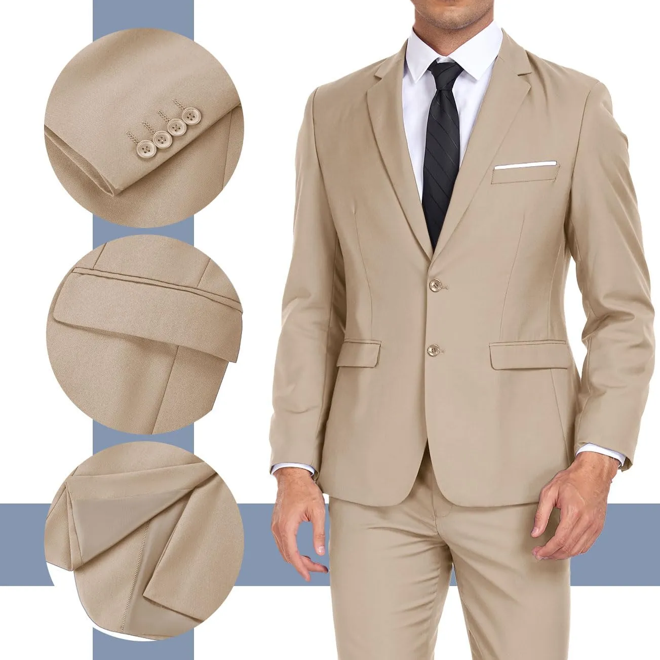 Mens Suit 2 Pieces Suits for Men Slim Fit Blazer Wedding Prom Tuxedo Suit Jacket Pants Set