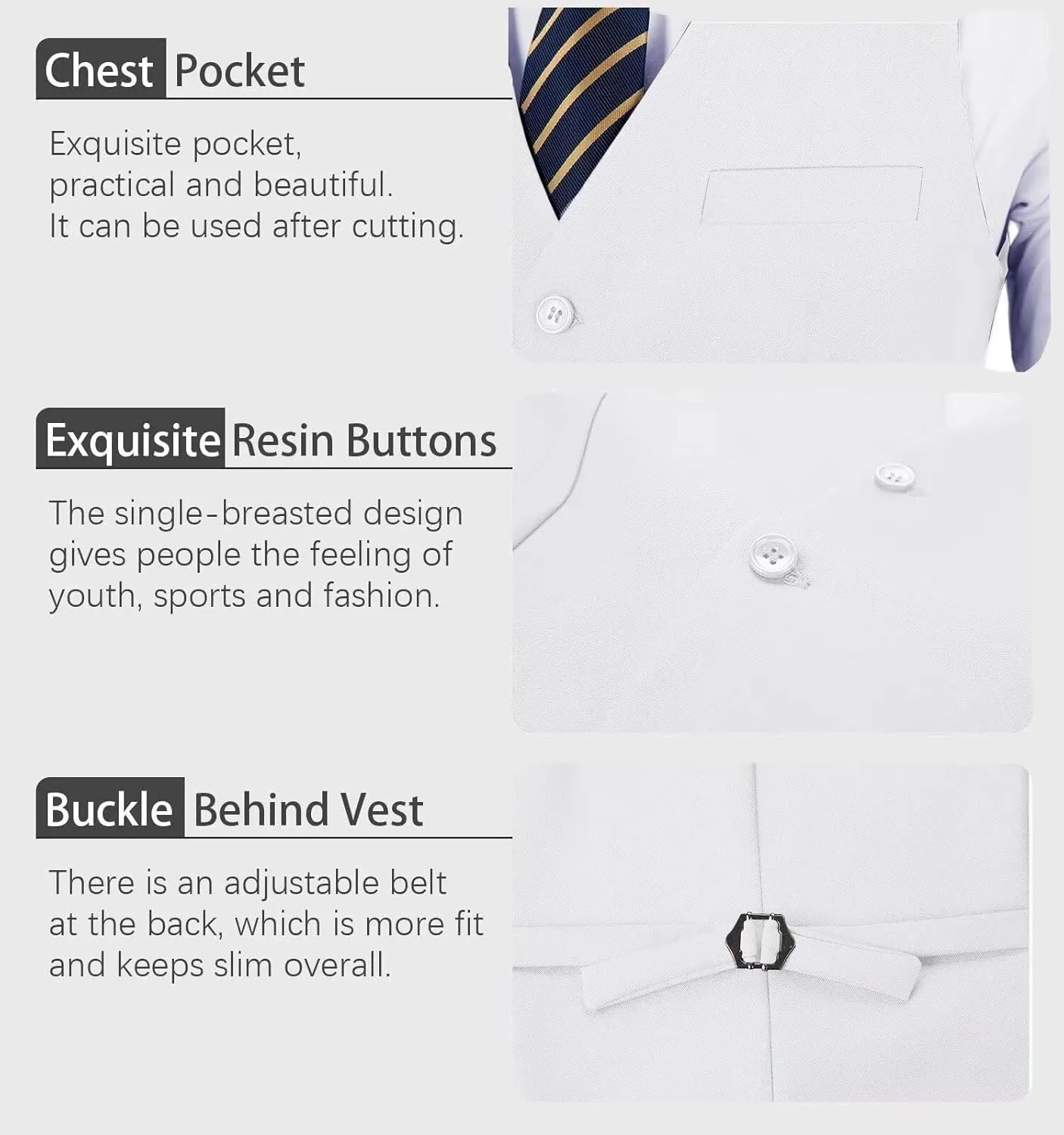 Mens Suits Vest Pant Set, Slim Fit 2 Pieces Casual Suit Waistcoat Wedding Groomsmen