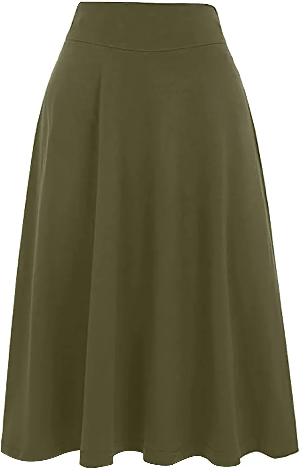 Midi Skirt for Women Elastic High Waisted Midi Skirt Flared Casual Skirt Pleated Fashion Skirt Party Date Skirt