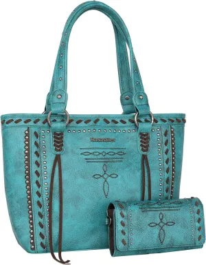 Montana West Spiritual Collection Western Tote Bag for Women Vegan Leather Shoulder Handbag with Wallet