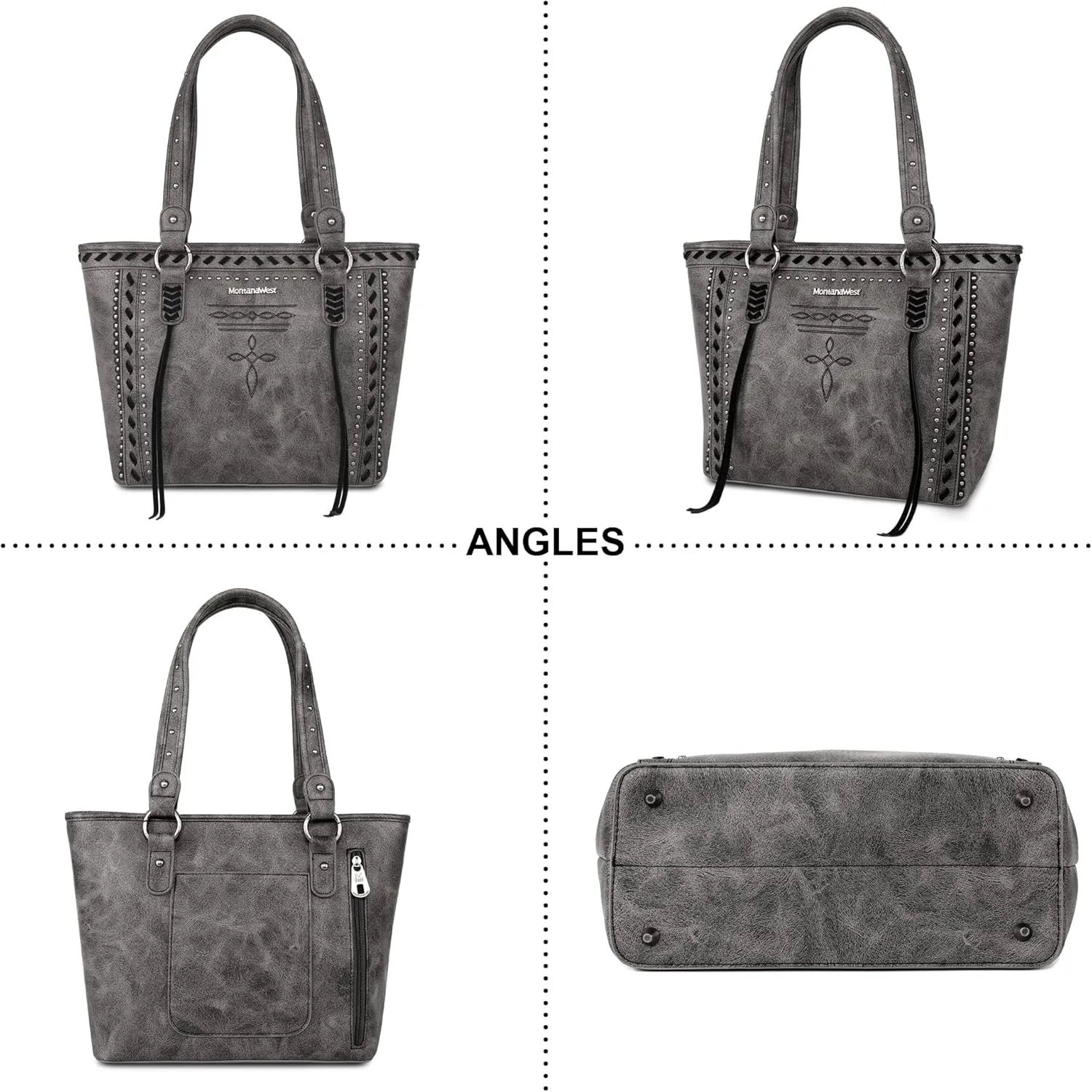 Montana West Spiritual Collection Western Tote Bag for Women Vegan Leather Shoulder Handbag with Wallet