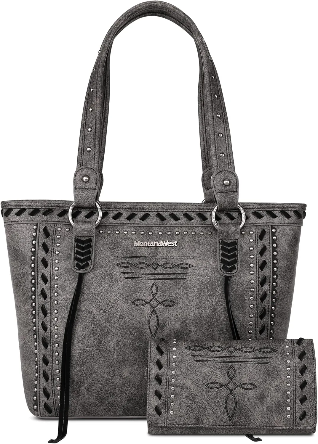 Montana West Spiritual Collection Western Tote Bag for Women Vegan Leather Shoulder Handbag with Wallet
