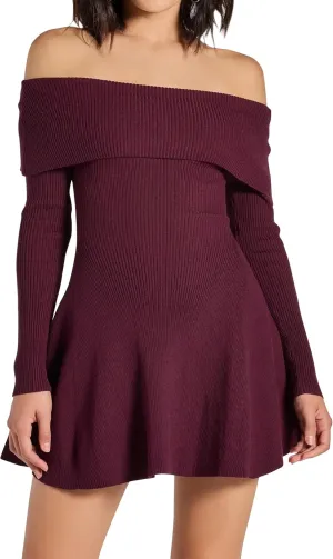 Off The Shoulder Ribbed Knit Sweater Dress for Women Folded Neck Long Sleeve Mini Dress 2024 Trendy Sexy Flowy Dresses