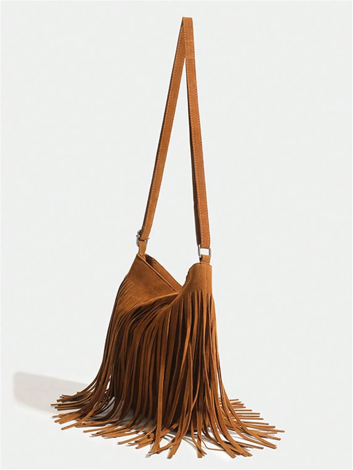 OYOANGLE Women's Fringe Hobo Bags Adjustable Strap Tassel Crossbody Bags Hippie Western Purse Cowgirl Shoulder Bag
