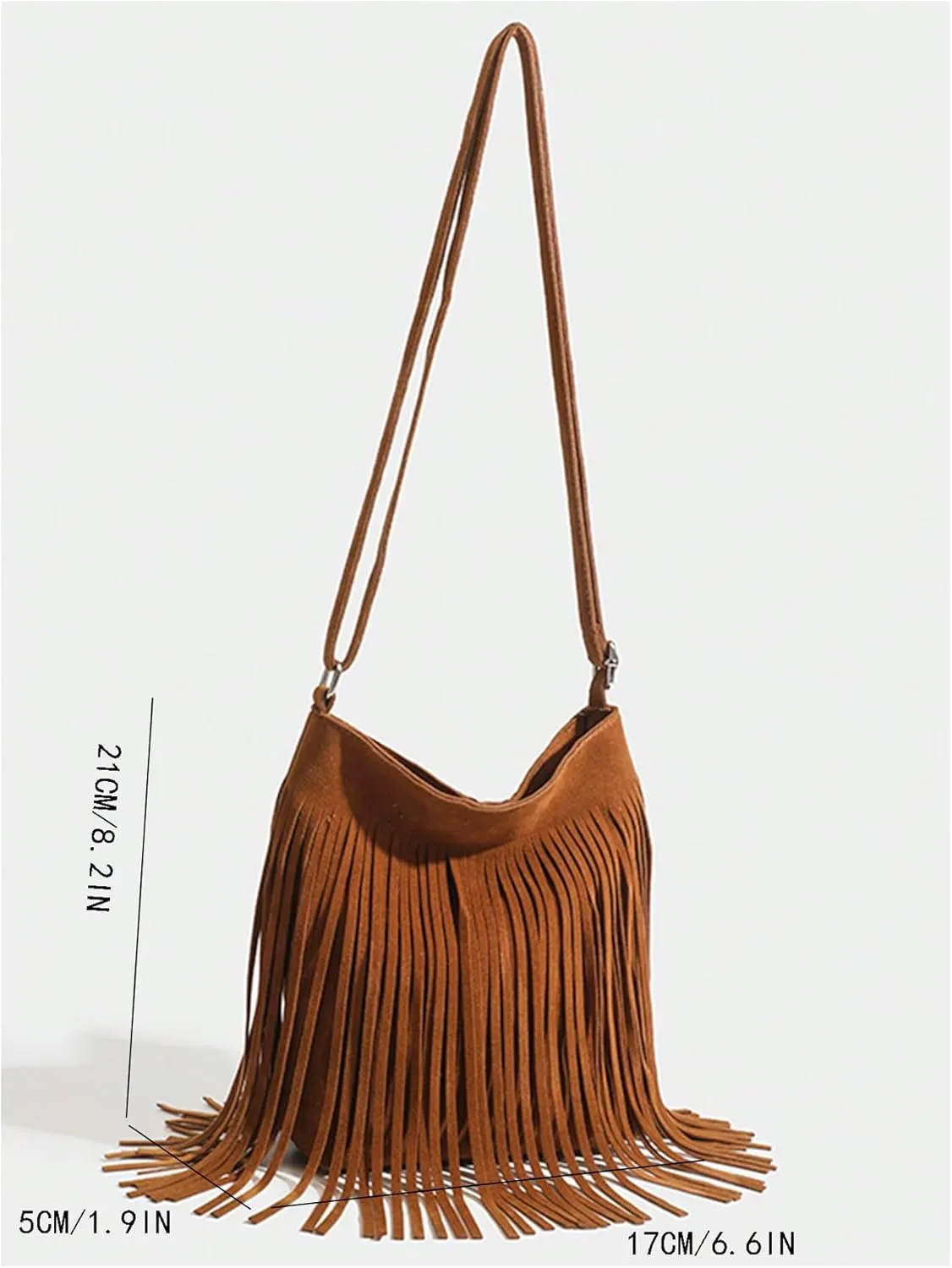 OYOANGLE Women's Fringe Hobo Bags Adjustable Strap Tassel Crossbody Bags Hippie Western Purse Cowgirl Shoulder Bag