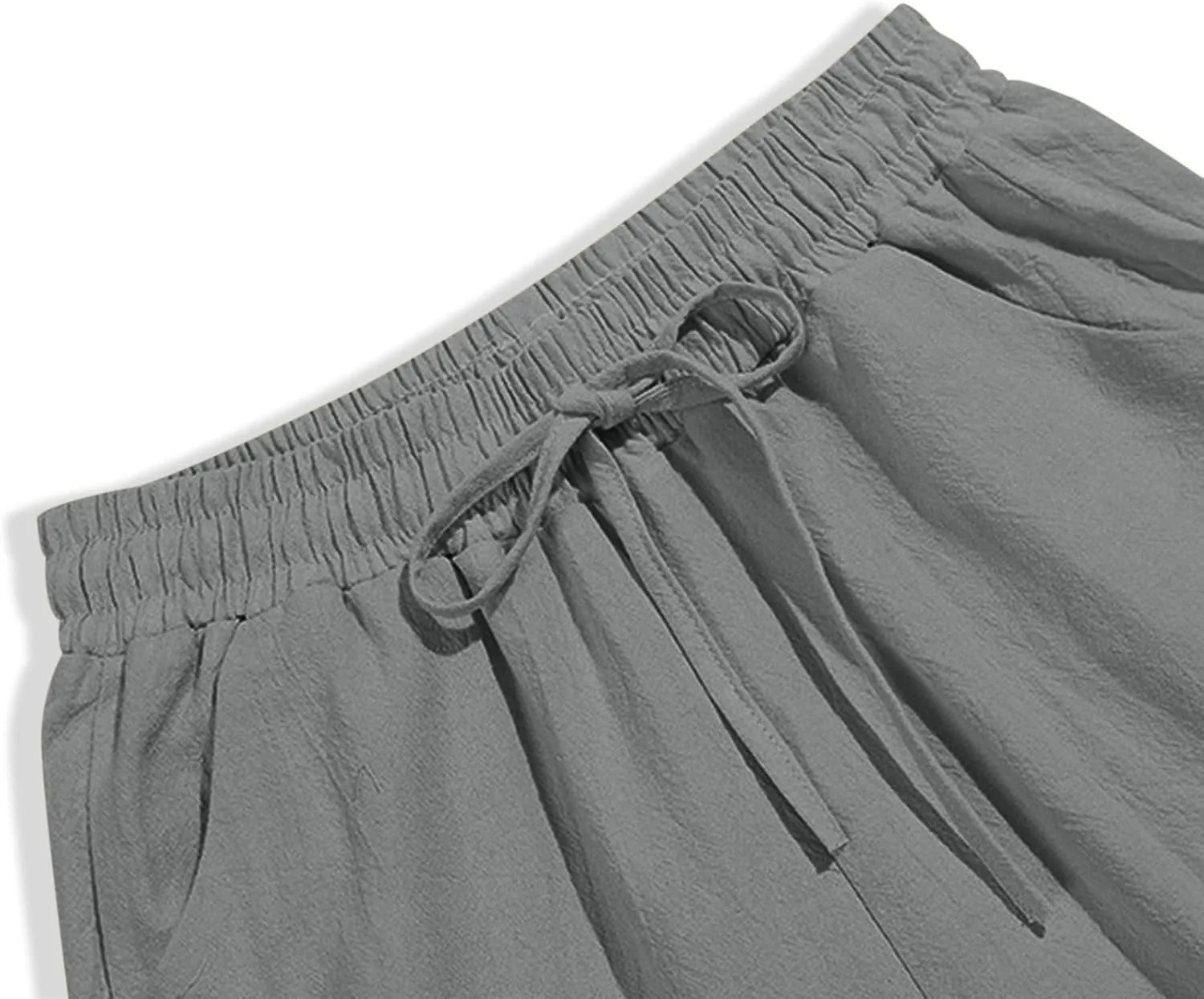 Pants for Women Cotton Linen Casual Summer 2025 Straight Wide Leg Loose Drawstring Elastic Waist Linen Trouser