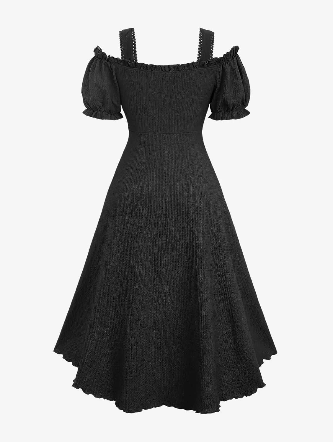 ROSE GAL Rosegal Women Plus Size Steampunk Renaissance Costume Dress Cold Shoulder Ruffles Lace-up High Low Dress