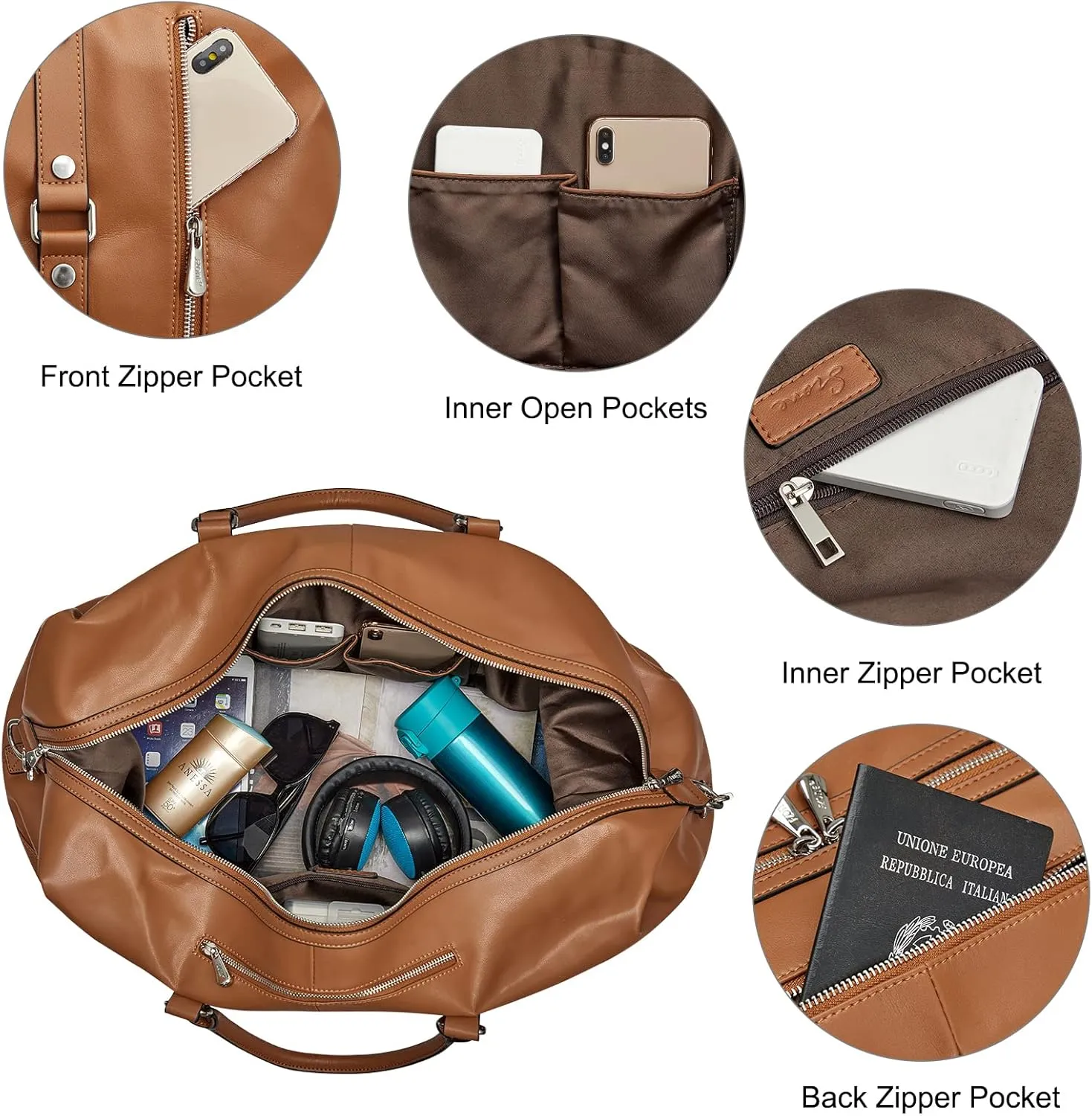 S-ZONE Weekender Bags for Women and Men Travel Duffel Bags with Shoe Compartment Overnight Carry on Duffle Tote Bag