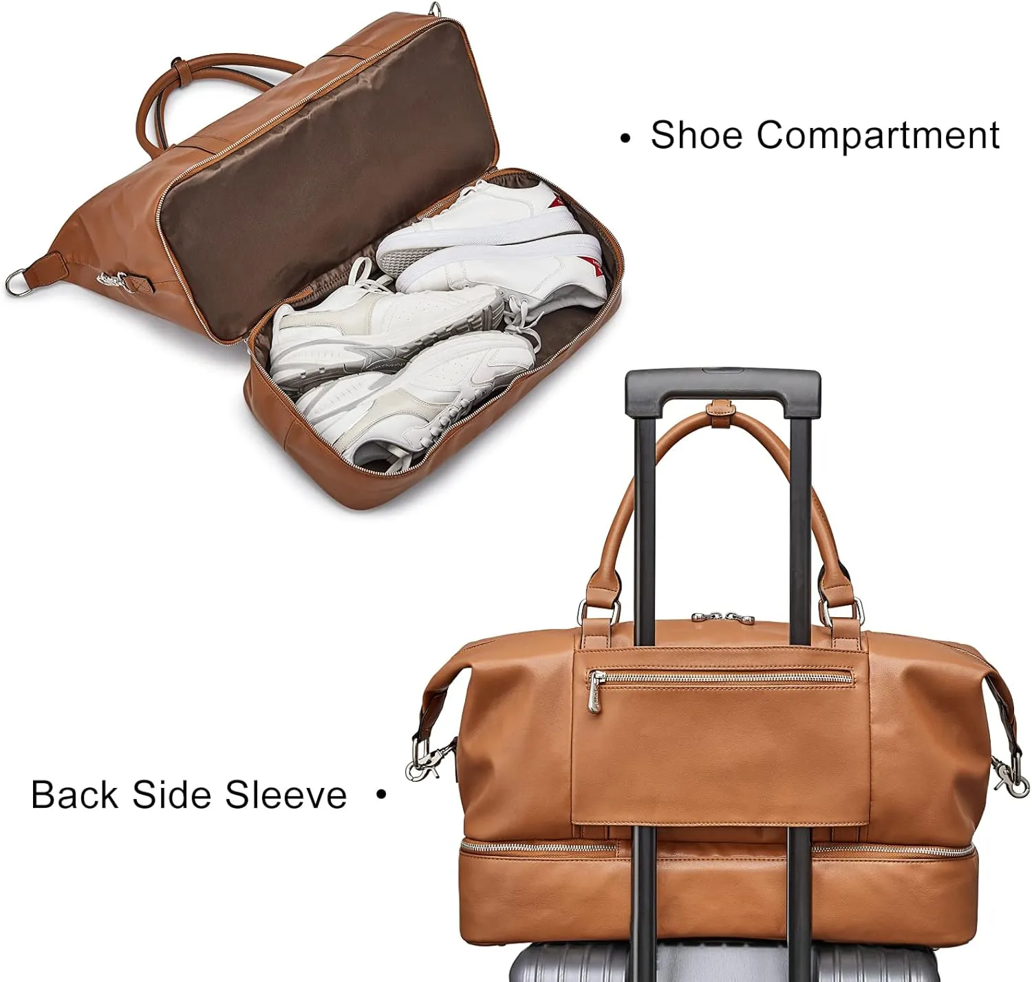 S-ZONE Weekender Bags for Women and Men Travel Duffel Bags with Shoe Compartment Overnight Carry on Duffle Tote Bag