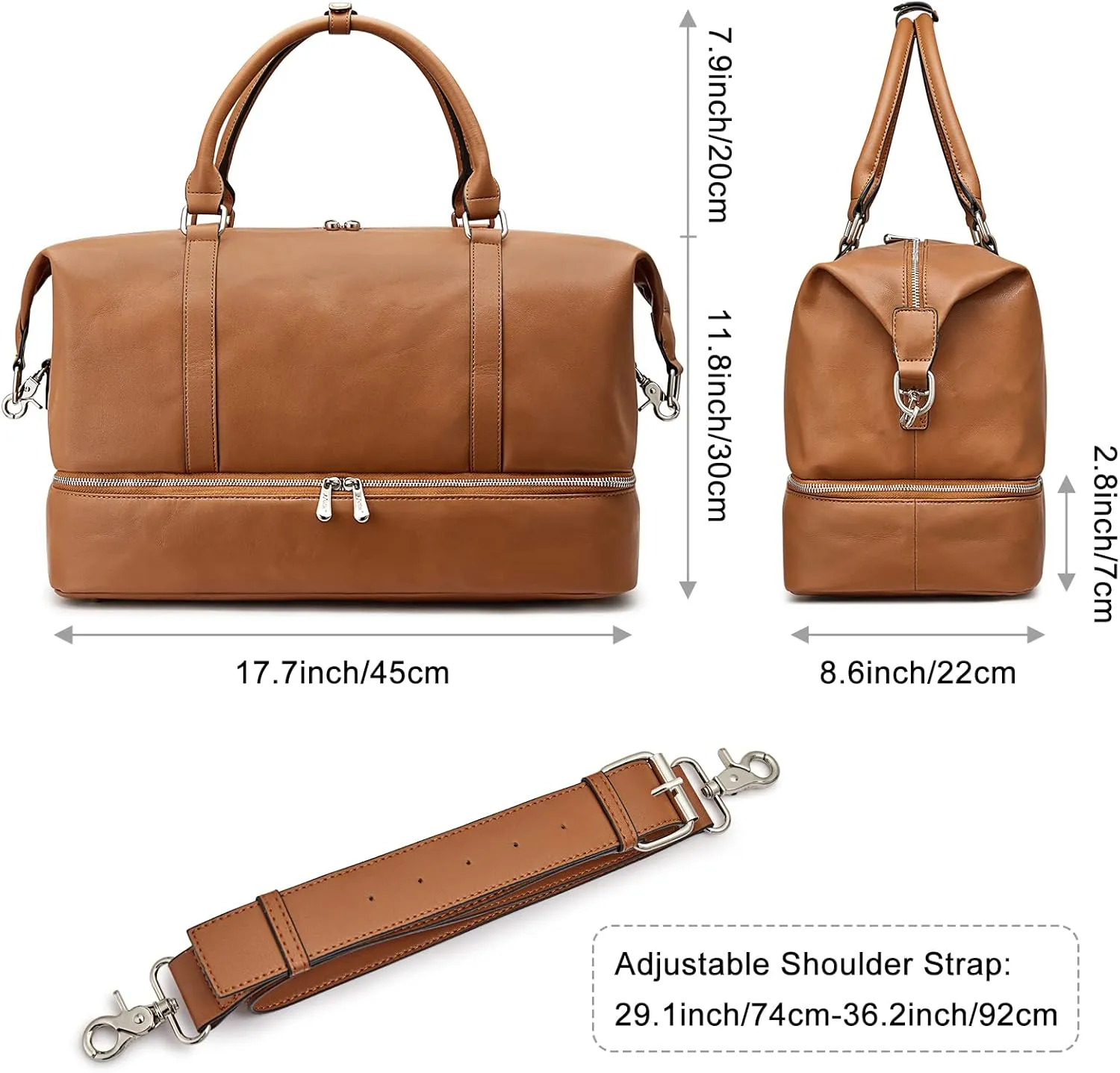 S-ZONE Weekender Bags for Women and Men Travel Duffel Bags with Shoe Compartment Overnight Carry on Duffle Tote Bag