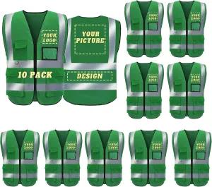 Safety Vest Custom Logo High Visibility Reflective Vest Class 2 Construction Workwear with 5 Pockets