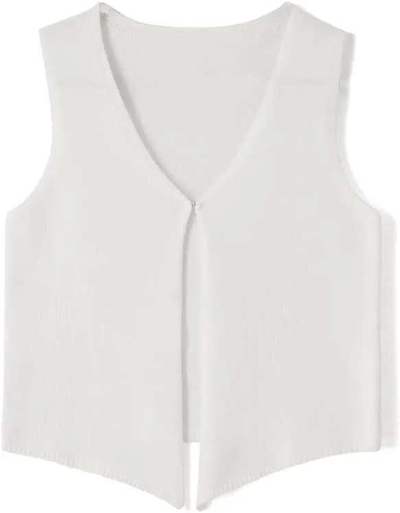 Sawden Women Sleeveless Cotton Knitted Vest Button Down Casual Y2k Streetwear
