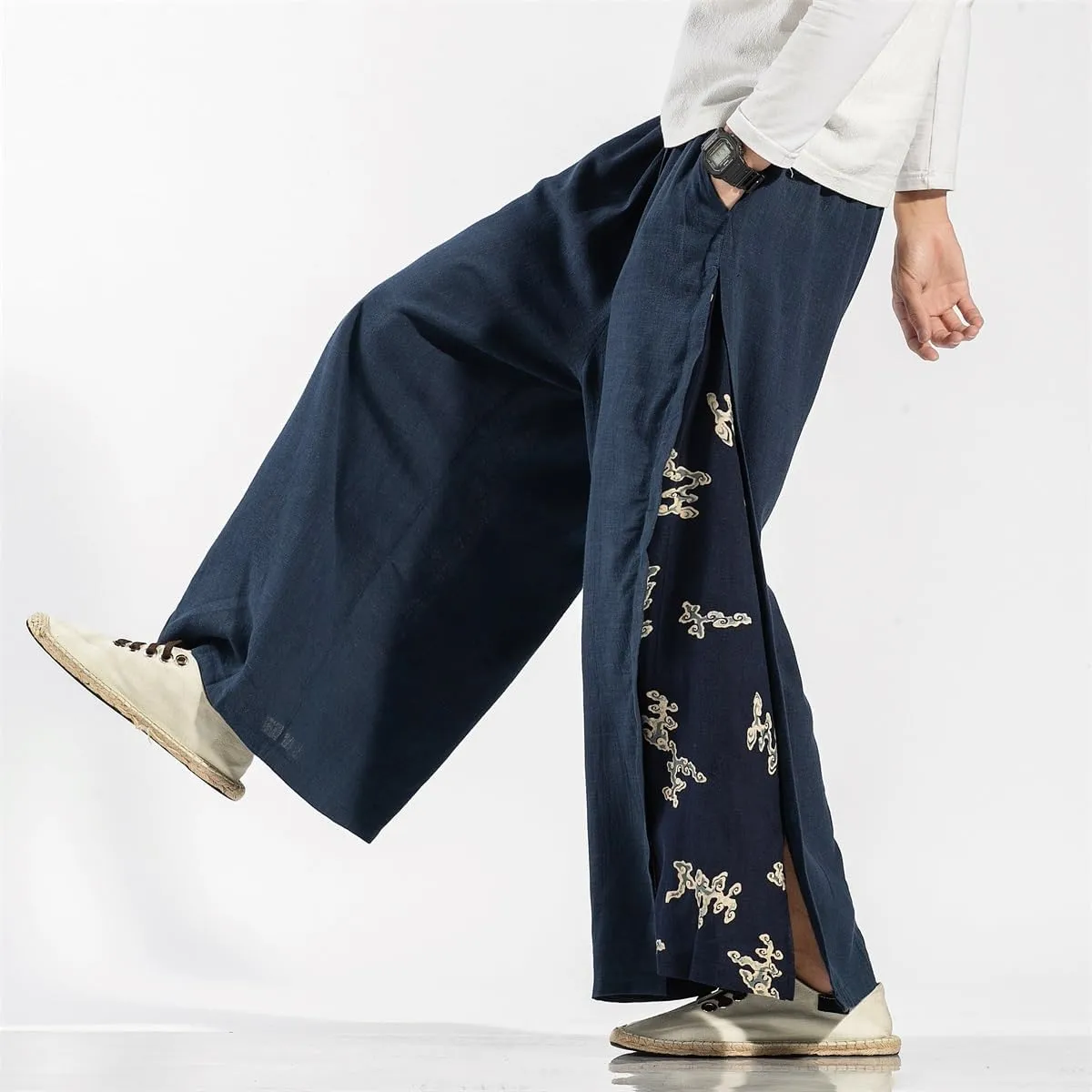 Seidarise Men's Wide Leg Casual Harem Linen Japanese Yoga Harem Pants Hip hop Joggers Baggy