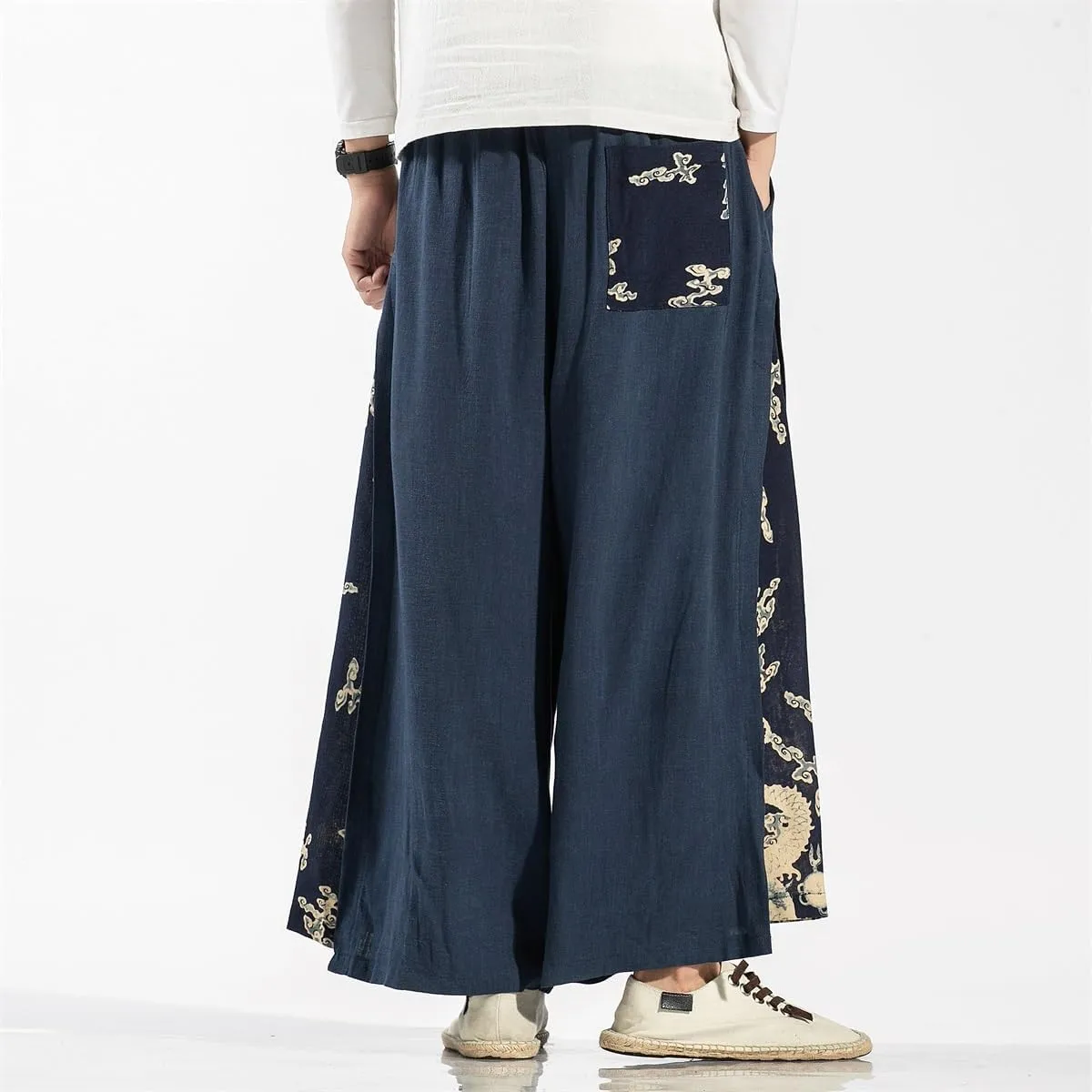 Seidarise Men's Wide Leg Casual Harem Linen Japanese Yoga Harem Pants Hip hop Joggers Baggy