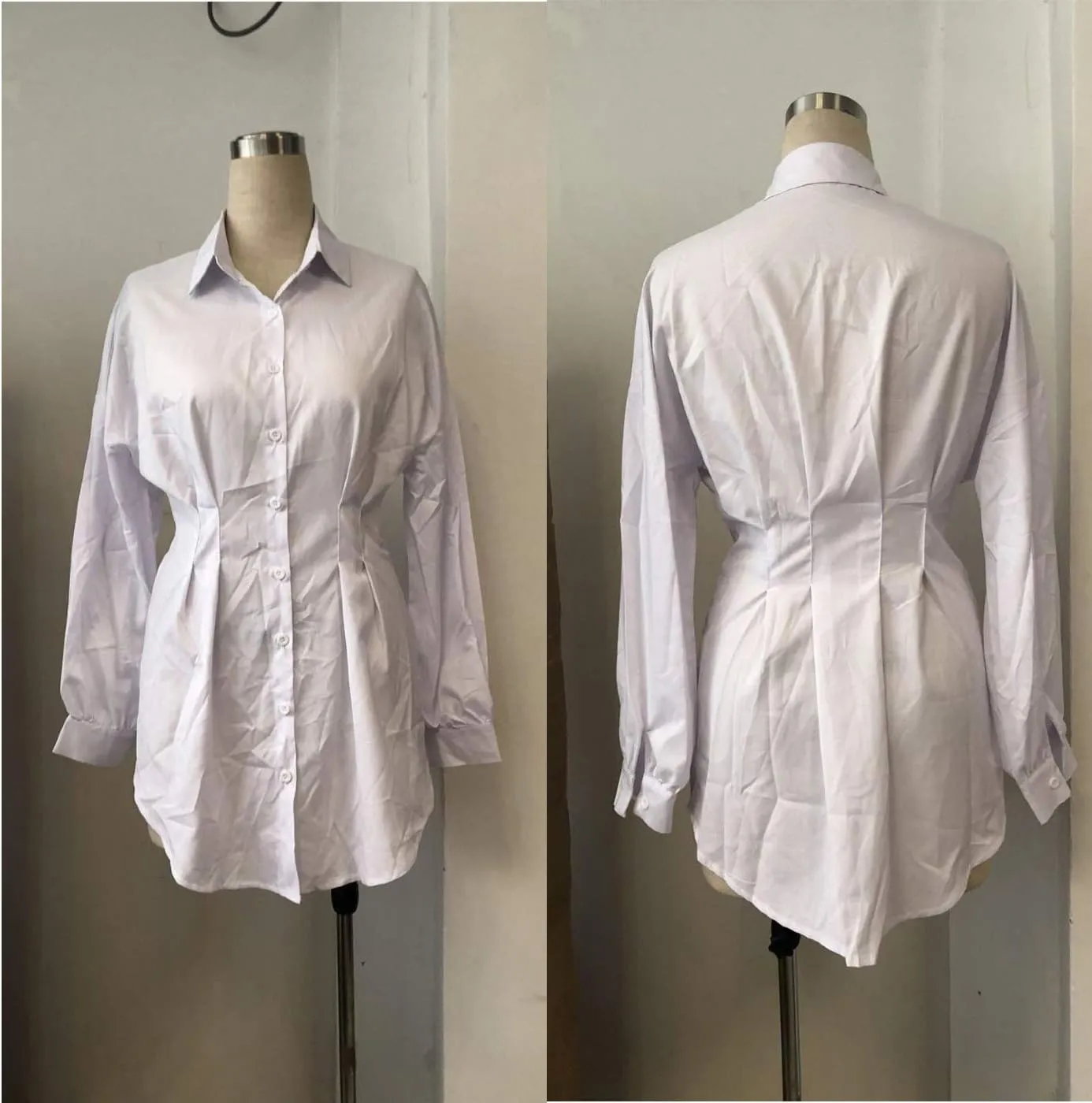 Sexy Mini Shirt Dress for Women - Casual Button Down Blouse Long Sleeve V Neck Belted Shirts Blouse Top Short Dress