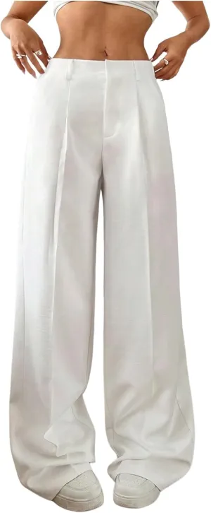SHENHE Girl's Pleated Wide Leg Pants High Elastic Waist Dressy Casual Trousers with Pockets