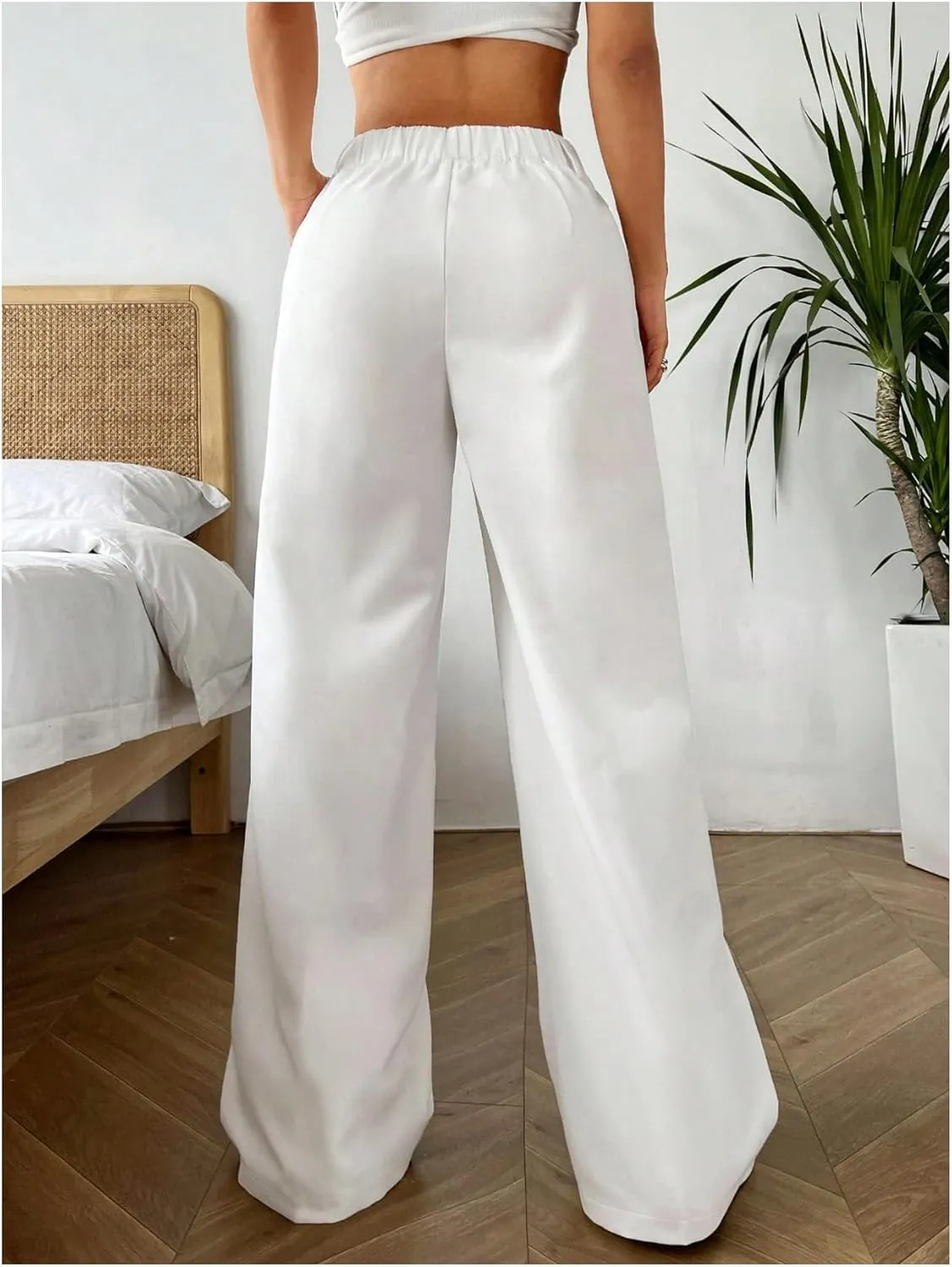 SHENHE Girl's Pleated Wide Leg Pants High Elastic Waist Dressy Casual Trousers with Pockets