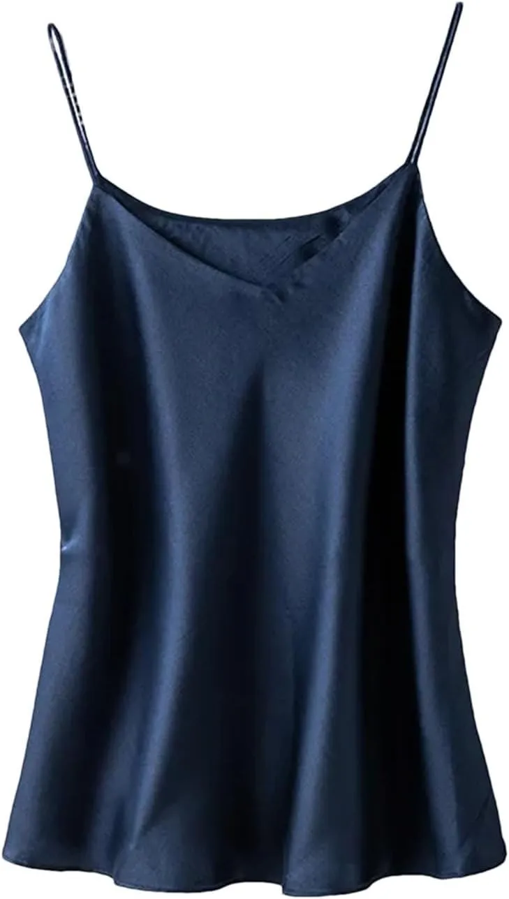 Silk Camisole for Women Silk Bandeau Top Sexy V-Neck Tanks and Camis
