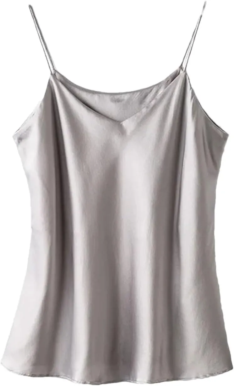 Silk Camisole for Women Silk Bandeau Top Sexy V-Neck Tanks and Camis