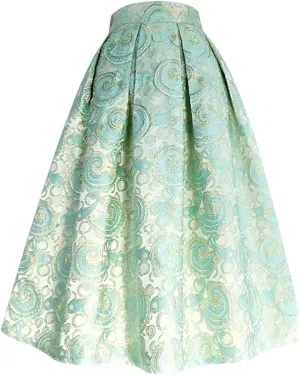 Spring Summer Women Girl High Waist Pleated Long Midi Maxi Skirt