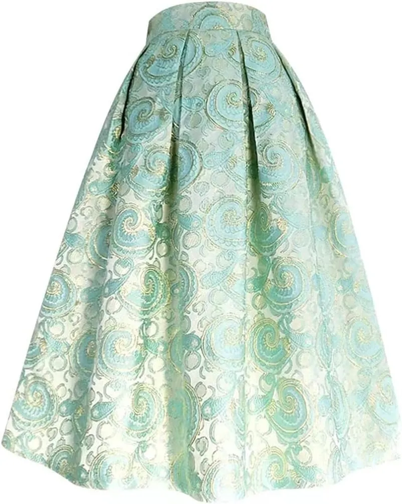 Spring Summer Women Girl High Waist Pleated Long Midi Maxi Skirt