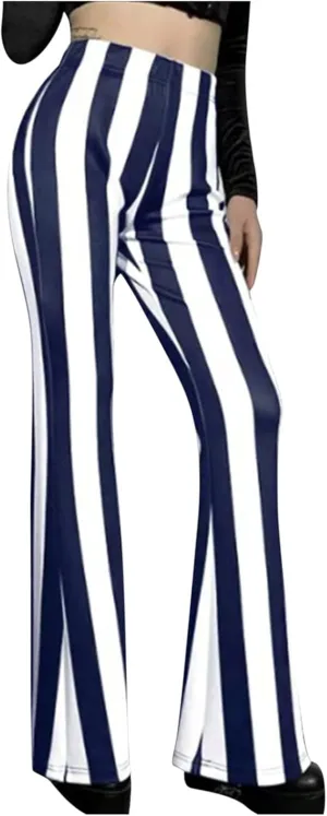 Stripe Long Pants Trousers Vertical Flare Bell Stretch Women High Waist Bottoms Plus Size Pants Crop Pants for