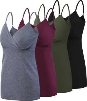 SUIEK 4 Pack Nursing Tank Tops Maternity Cotton Cami Breastfeeding Sleep Bralette
