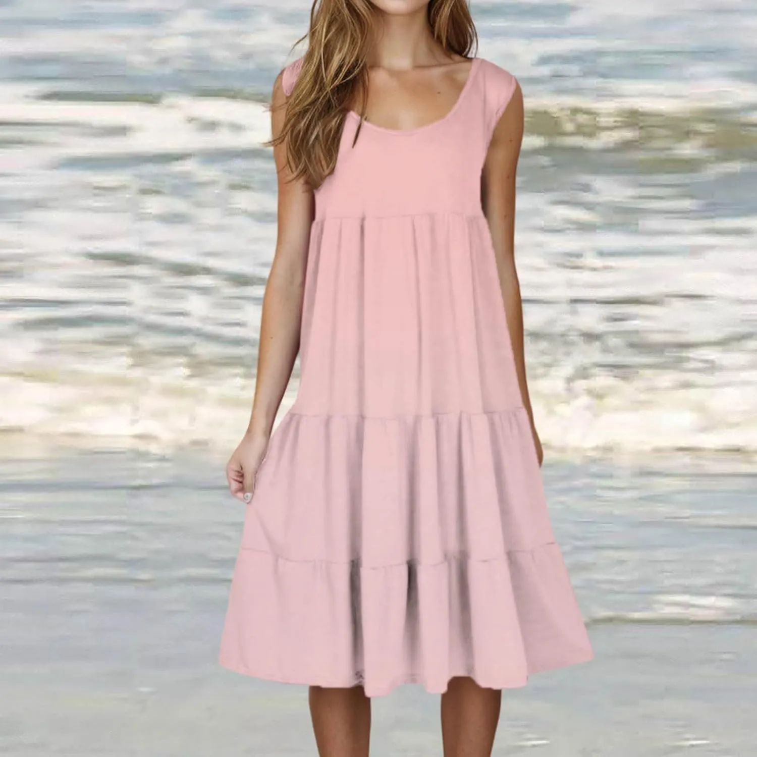 Summer Dresses for Women Plus Size Beach Dress Casual Sundresses Sexy Sleeveless Babydoll Dress Flowy Midi Dresses