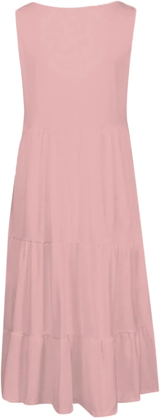 Summer Dresses for Women Plus Size Beach Dress Casual Sundresses Sexy Sleeveless Babydoll Dress Flowy Midi Dresses