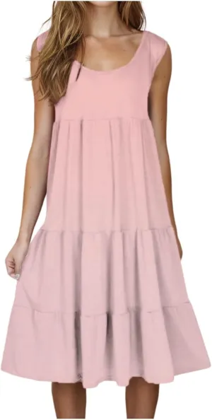 Summer Dresses for Women Plus Size Beach Dress Casual Sundresses Sexy Sleeveless Babydoll Dress Flowy Midi Dresses