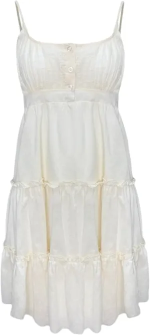 Summer lace Camisole Casual high Waisted Cake Dress for Teenage Girls Ivory