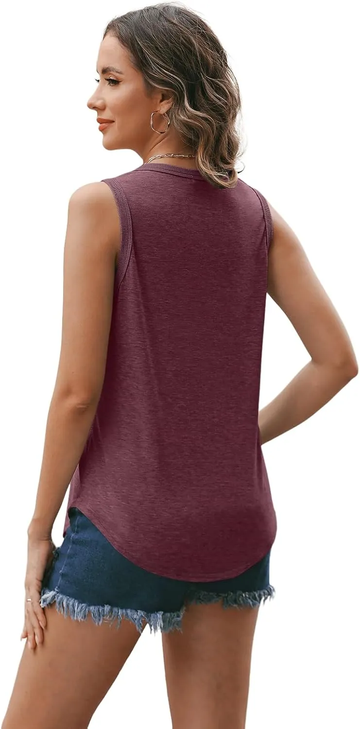 SUNBS Tank Tops for Women 2025 Trendy 3 Pack Summer Sleeveless Loose Fit Top Round Neck Flowy Casual Shirts Outfits