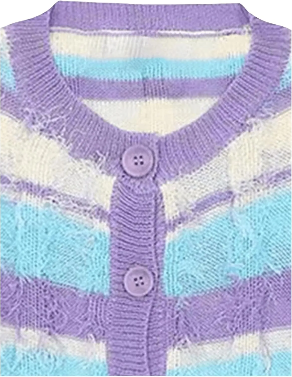 SweatyRocks Women's Striped Cropped Cute Sweet Cardigan Button Down Casual Knit Sweater Coat