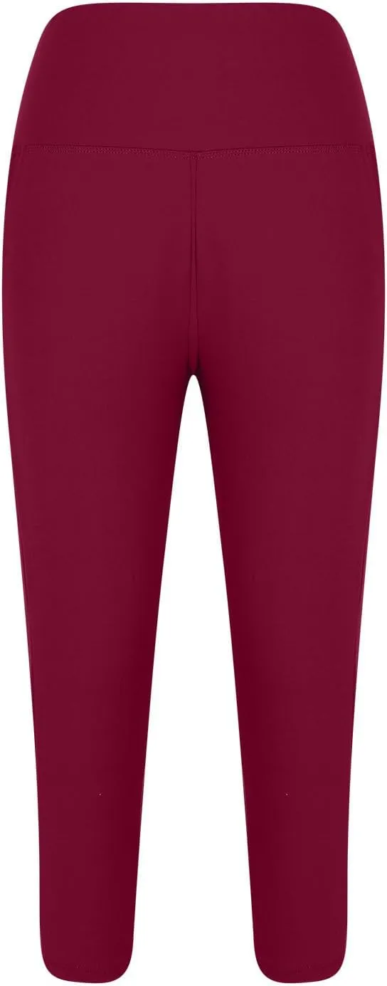 TANGNADE Women Yoga Capri Pants Plus Size Leggings Stretchy High Waist Workout Trouser Workout Pants with Pockets