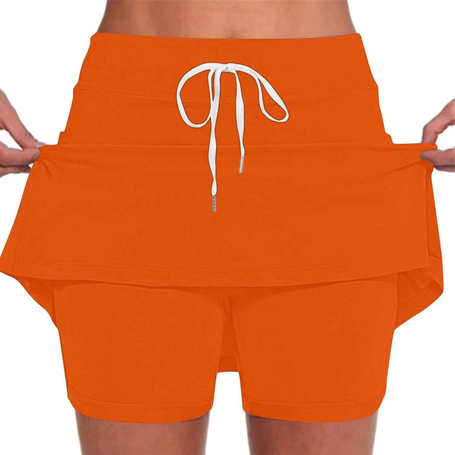 TANGNADE Womens Summer Tennis Skirts with Shorts Underneath High Waisted Drawstring Athletic Skorts Sports Running Outfits