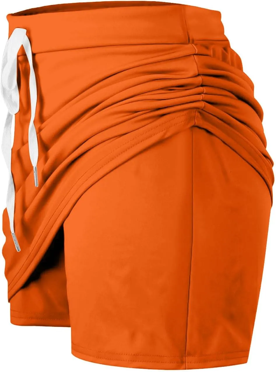 TANGNADE Womens Summer Tennis Skirts with Shorts Underneath High Waisted Drawstring Athletic Skorts Sports Running Outfits