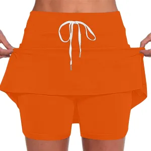 TANGNADE Womens Summer Tennis Skirts with Shorts Underneath High Waisted Drawstring Athletic Skorts Sports Running Outfits