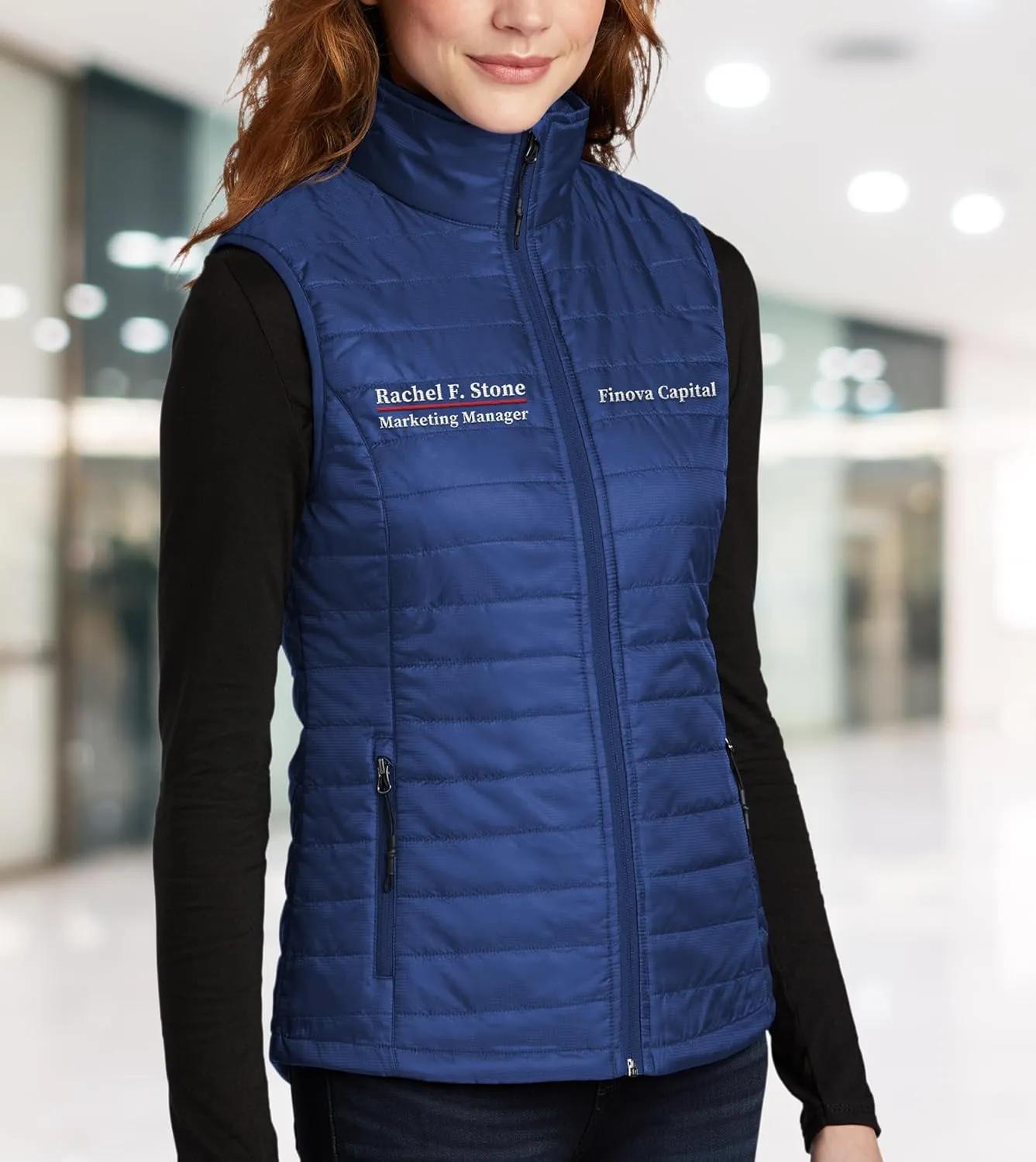 TEEAMORE Custom Embroidered Winter Vest for Women Add Your Text Personalized Embroidery Packable Puffer Sleeveless Puffy Vest