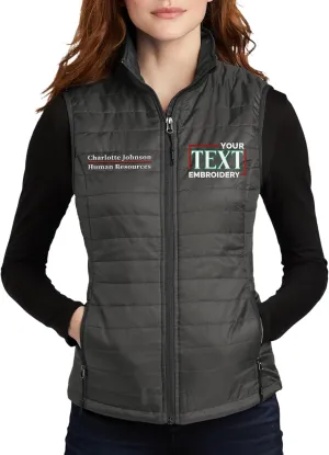 TEEAMORE Custom Embroidered Winter Vest for Women Add Your Text Personalized Embroidery Packable Puffer Sleeveless Puffy Vest