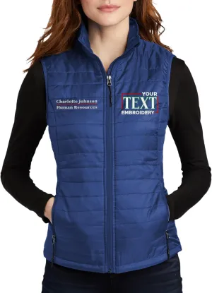 TEEAMORE Custom Embroidered Winter Vest for Women Add Your Text Personalized Embroidery Packable Puffer Sleeveless Puffy Vest