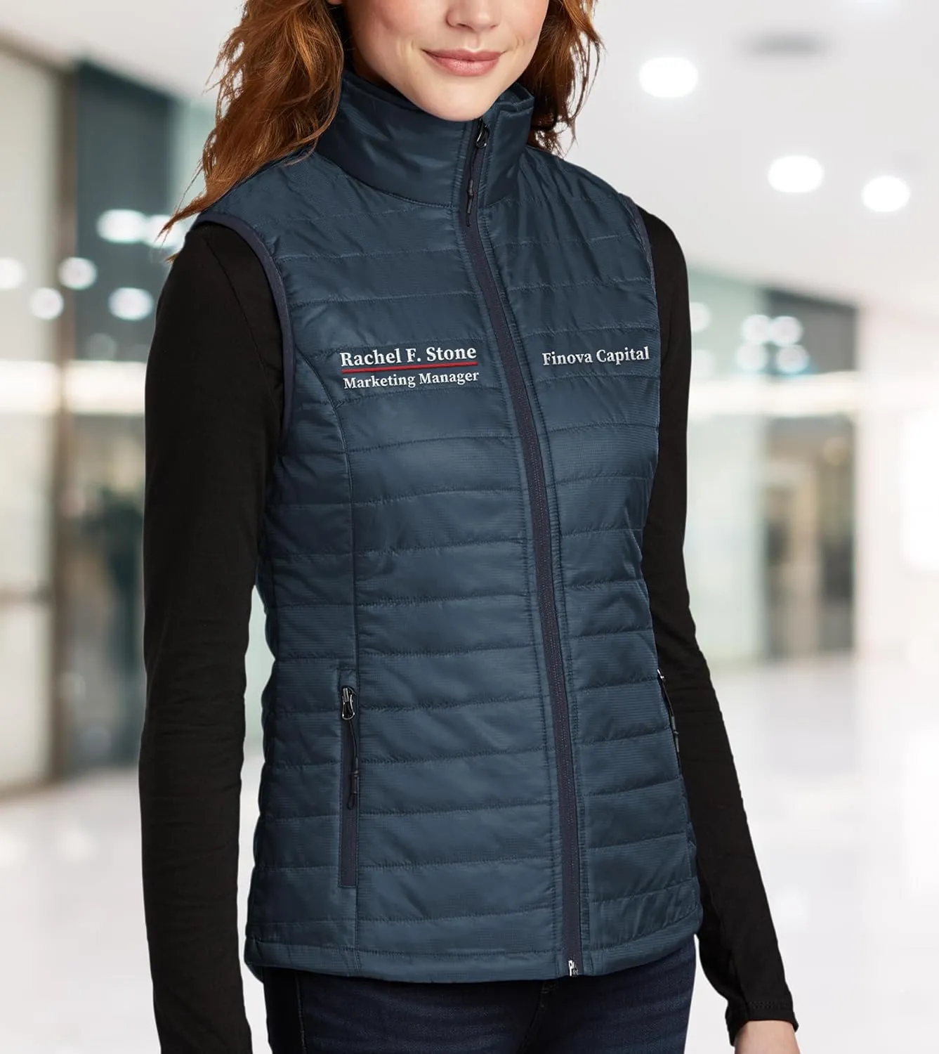 TEEAMORE Custom Embroidered Winter Vest for Women Add Your Text Personalized Embroidery Packable Puffer Sleeveless Puffy Vest