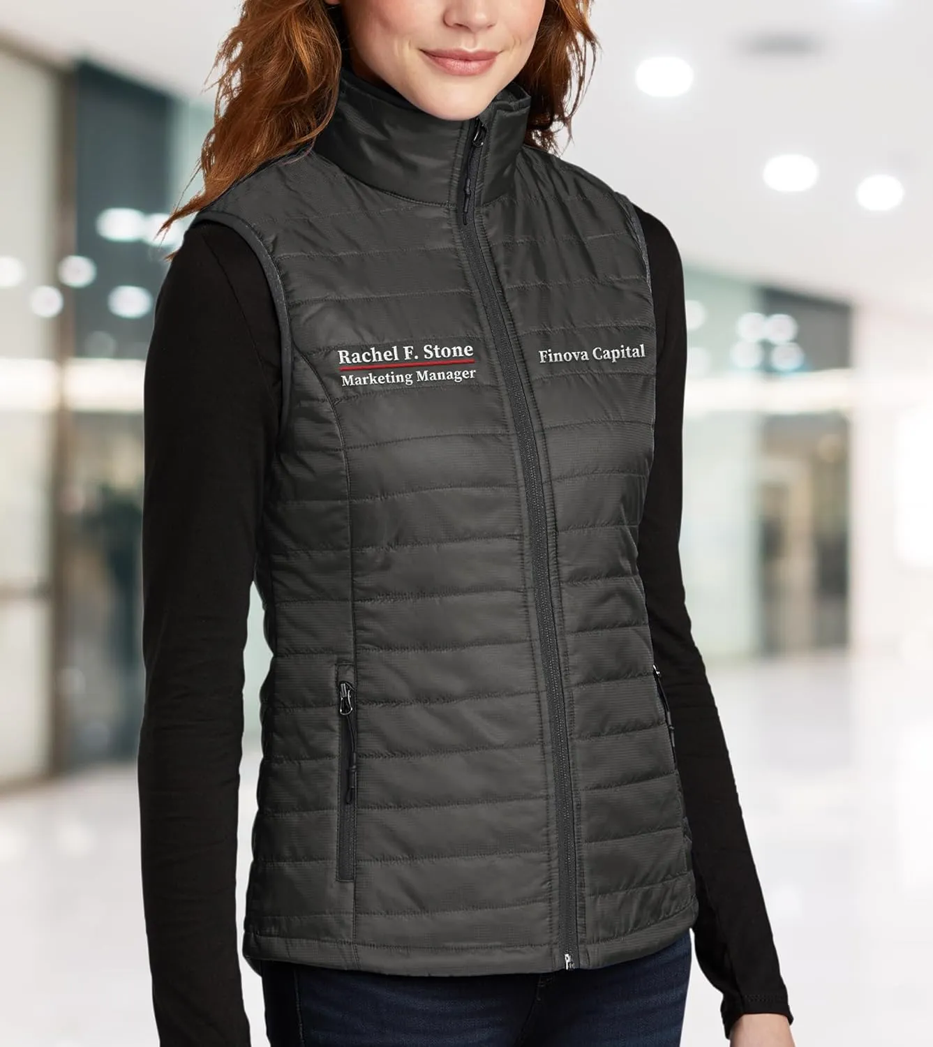 TEEAMORE Custom Embroidered Winter Vest for Women Add Your Text Personalized Embroidery Packable Puffer Sleeveless Puffy Vest