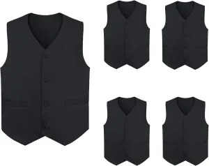 TopTie 5 Packs Unisex Waiter Uniform Vest Bartender Waitress Workwear with Pockets