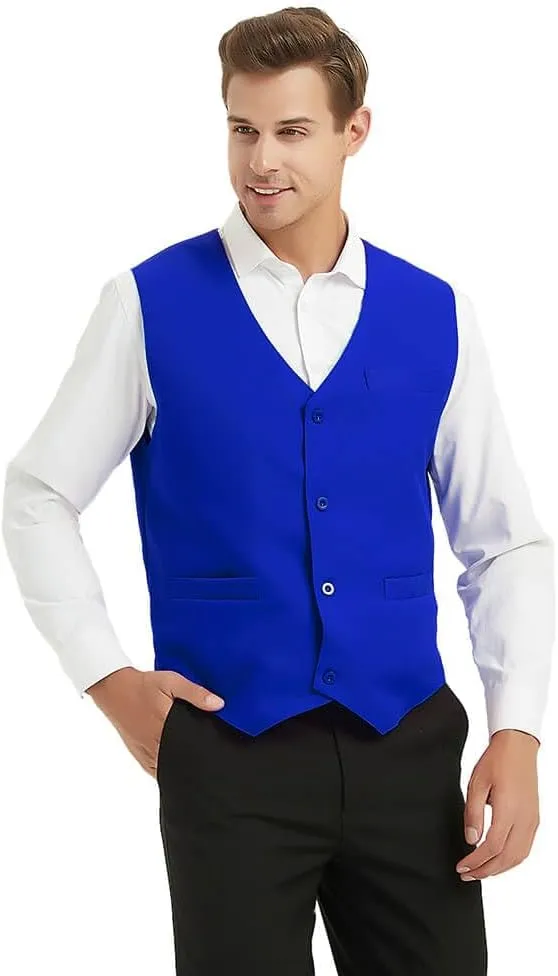 TopTie 5 Packs Unisex Waiter Uniform Vest Bartender Waitress Workwear with Pockets